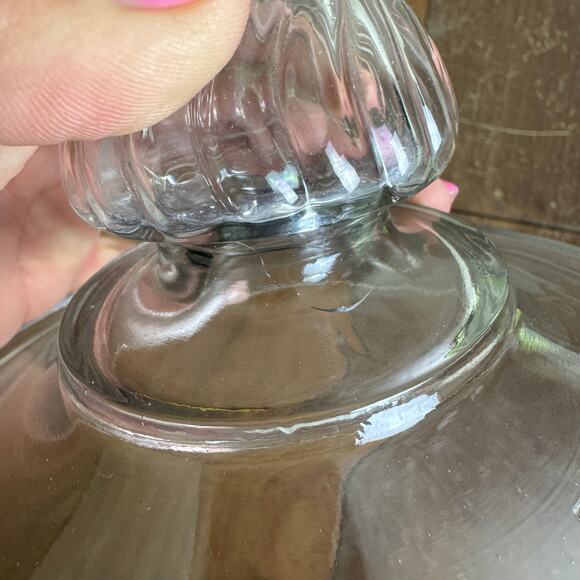 Vintage Antique Clear Glass pressed Pat D replacement lid with finial knob - Picture 8 of 12